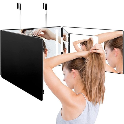 Way mirror tri fold led - tri-fold, w/